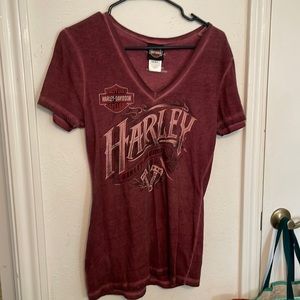 Maroon short, sleeved, Harley Davidson T-shirt